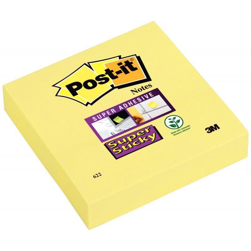 Post-it Notes Super Sticky 76 x 76 Jaune - 12 blocs 90 f - JPG